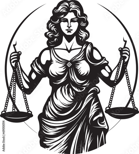 Virtuous Vigilance: Icon of Justice Lady Legal Luminary: Lady of Justice Emblem