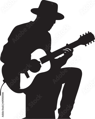 Rhythm Rapture Musician Logo Graphic Melodic Muse Guitarist Emblematic Emblem