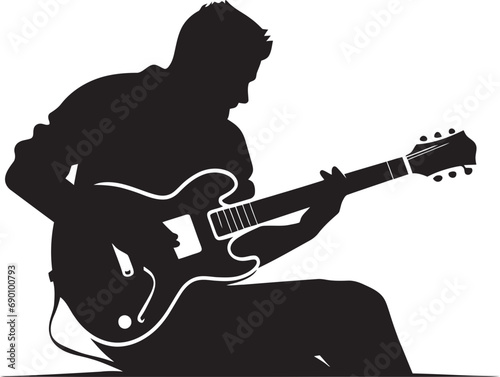 Rhythm Reverie Musician Logo Symbol String Symphony Guitarist Logo Vector