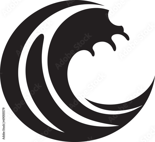 Zen Wave Minimalist Wave Logo Design Subtle Surge Water Wave Emblematic Icon