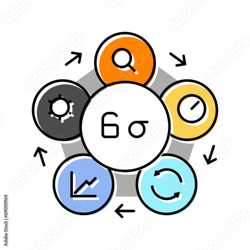 six sigma manufacturing engineer color icon vector. six sigma manufacturing engineer sign. isolated symbol illustration