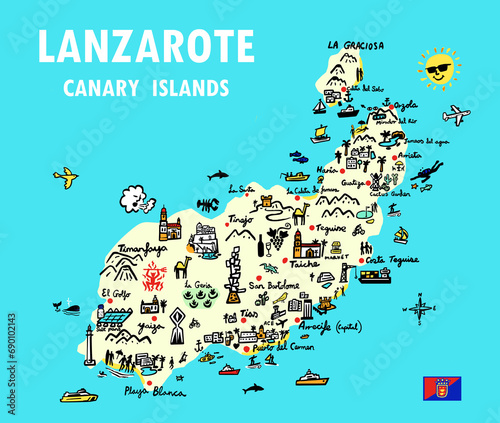 Lanzarote Canary Islands hand drawn 2 photo