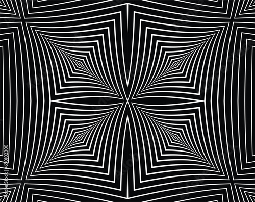 Wave design black and white. Digital image with a psychedelic stripes. Argent base for website, print, basis for banners, wallpapers, business cards, brochure, banner. Line art optical