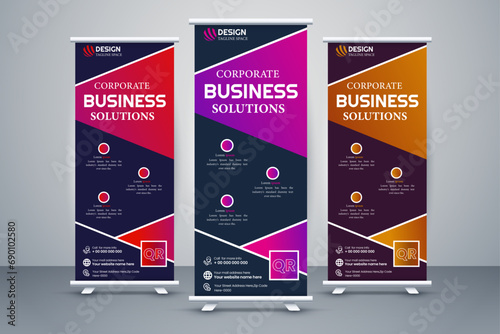 Corporate Roll Up Banner For Business, Modern And Creative X Banner Signage Standee Layout Template, pull up banner design photo