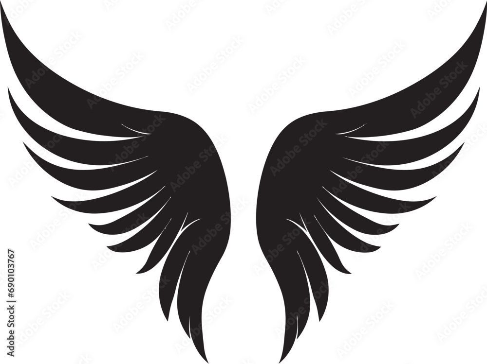 Obraz premium Cherubic Charm: Wings Icon Design Celestial Feathers: Logo of Angel Wings
