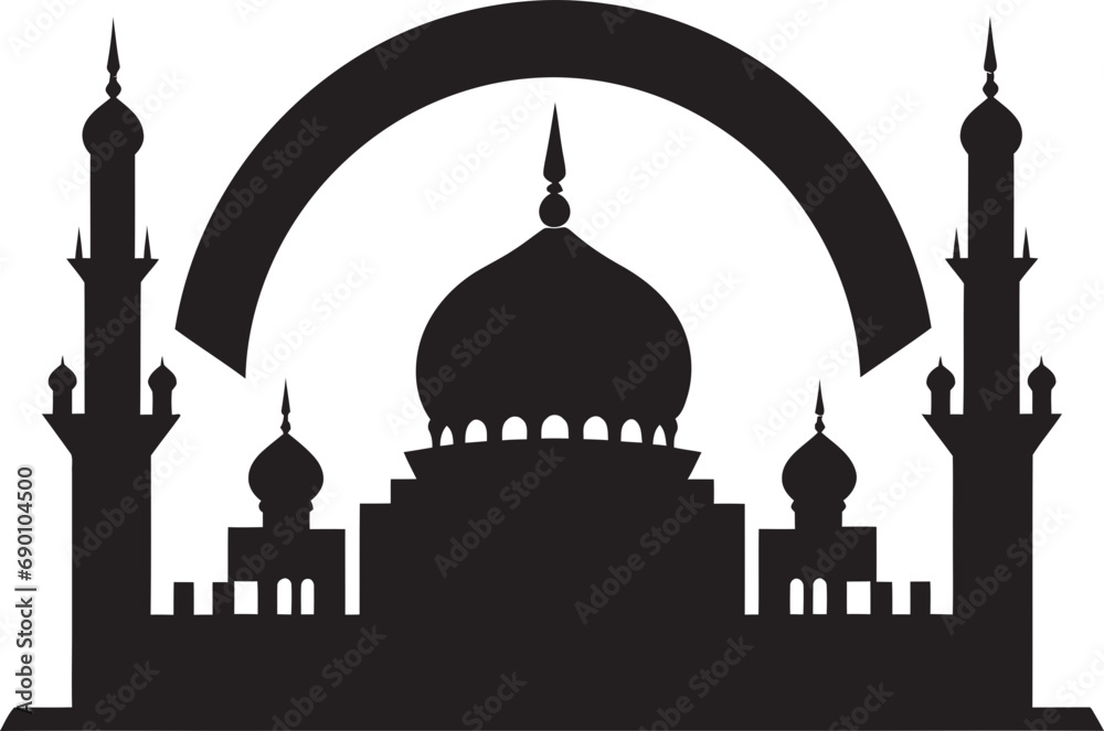 Sacred Silhouette Mosque Icon Emblem Reverent Rise Mosque Emblematic Design