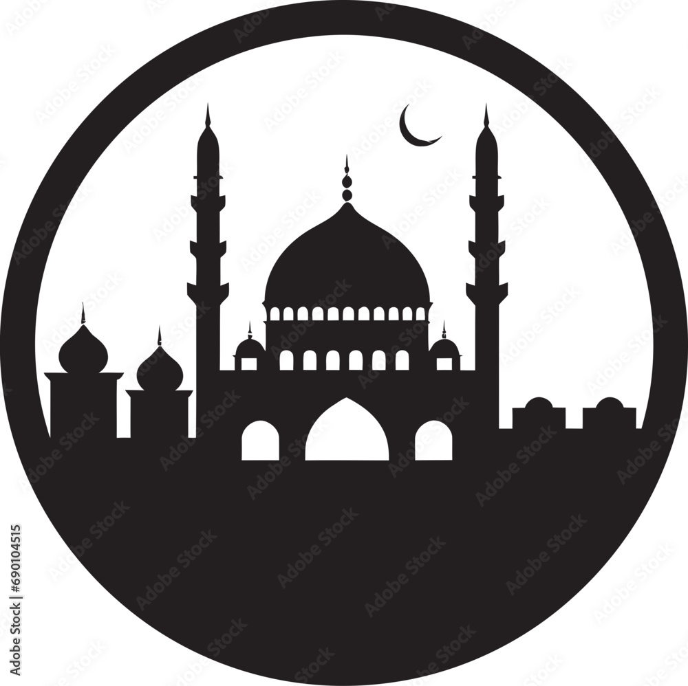 Divine Dwelling Emblematic Mosque Icon Mosque Marvel Iconic Logo Vector