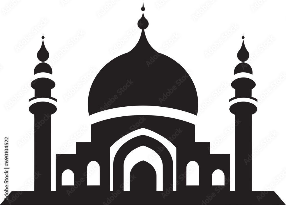 Reverent Rise Mosque Emblematic Design Divine Design Iconic Mosque Vector