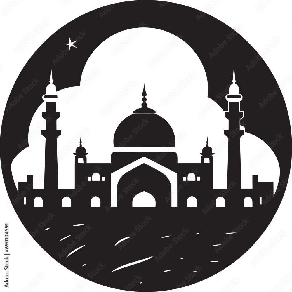 Mosque Marvel Iconic Logo Vector Ethereal Enclave Mosque Icon Emblem