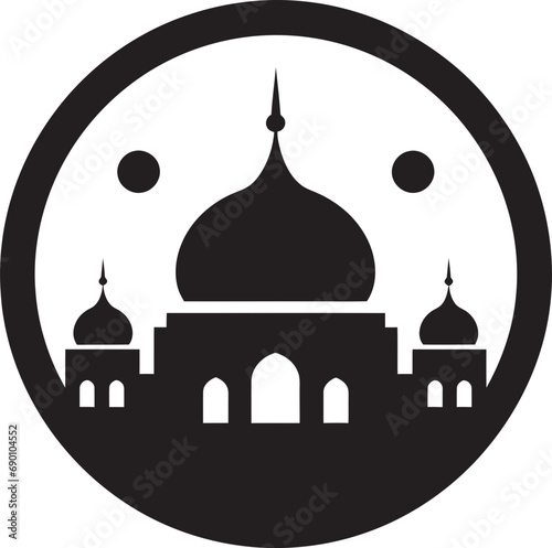 Celestial Columns Emblematic Mosque Vector Sacred Silhouette Mosque Icon Emblem
