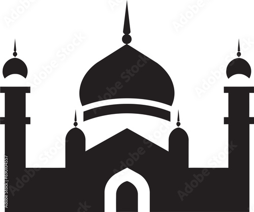 Sublime Sanctum Mosque Icon Design Celestial Columns Emblematic Mosque Vector