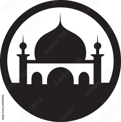 Celestial Citadel Emblematic Mosque Design Sanctified Structure Mosque Icon Vector