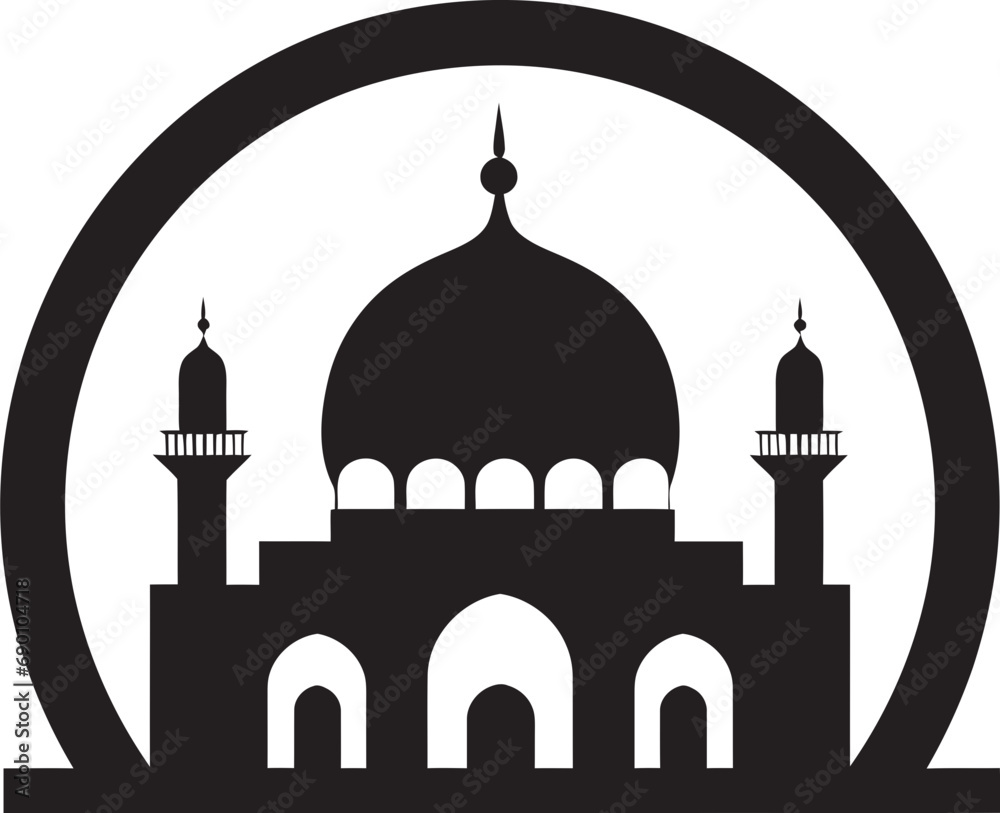 Spiritual Spire Mosque Logo Vector Hallowed Heights Iconic Mosque Emblem