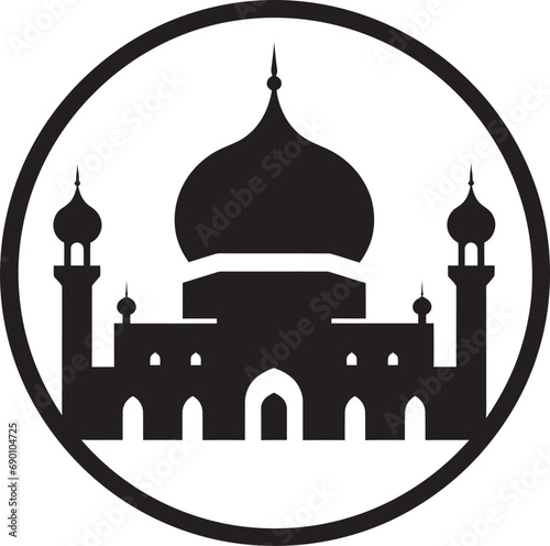 Sublime Symmetry Mosque Icon Design Celestial Center Emblematic Mosque Vector