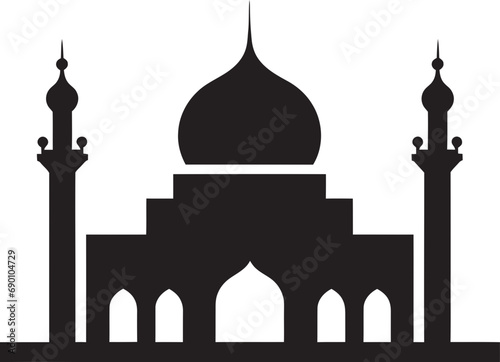 Celestial Center Emblematic Mosque Vector Sacred Silhouette Mosque Icon Emblem