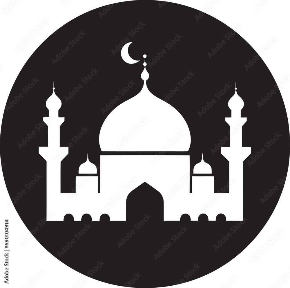 Celestial Charm Iconic Mosque Vector Tranquil Temples Emblematic Mosque Icon