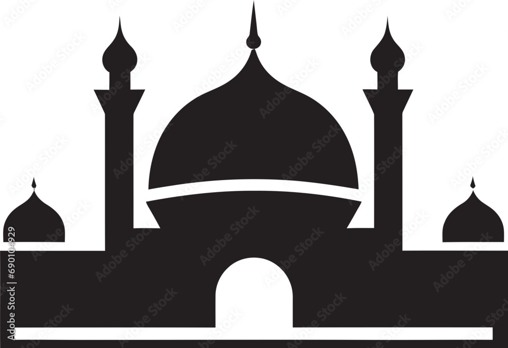 Ethereal Echo Emblematic Mosque Logo Heavenly Haven Iconic Mosque Vector