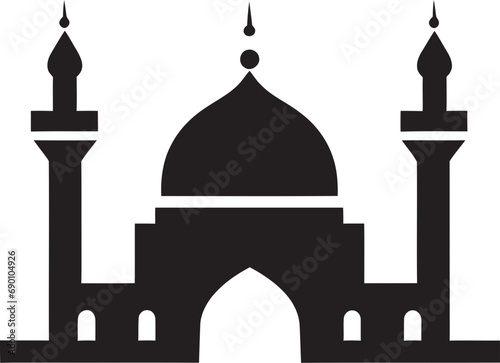 Minaret Majesty Mosque Emblematic Design Celestial Columns Iconic Mosque Vector