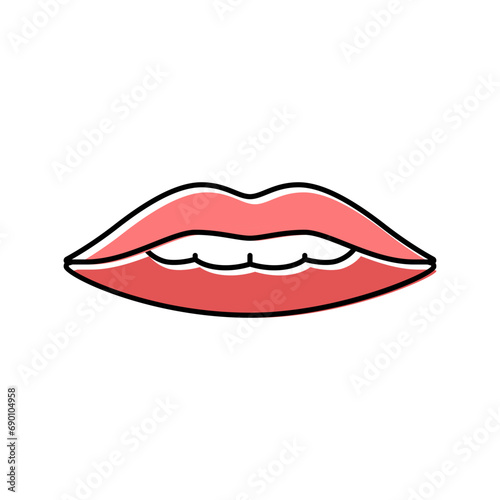 f v letter mouth animate color icon vector. f v letter mouth animate sign. isolated symbol illustration