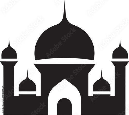 Minaret Majesty Mosque Emblematic Design Celestial Columns Iconic Mosque Vector