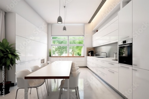Modern Spacious Kitchen Interior Design with Elegant Decor.