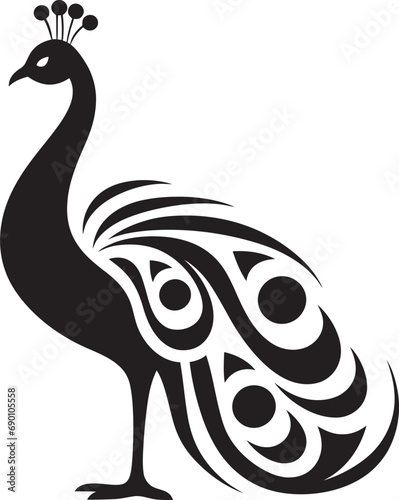 Opulent Opus Emblematic Peacock Icon Preened Perfection Logo Vector Icon