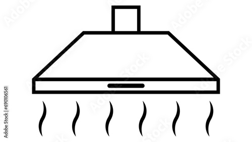 Kitchen hood icon above stove to eliminate cooking odors hood
