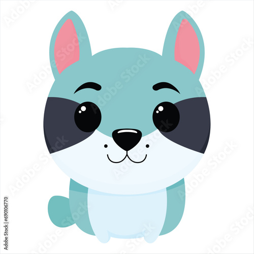 Charming Blue Cartoon Cat: A Cuddly Illustration.