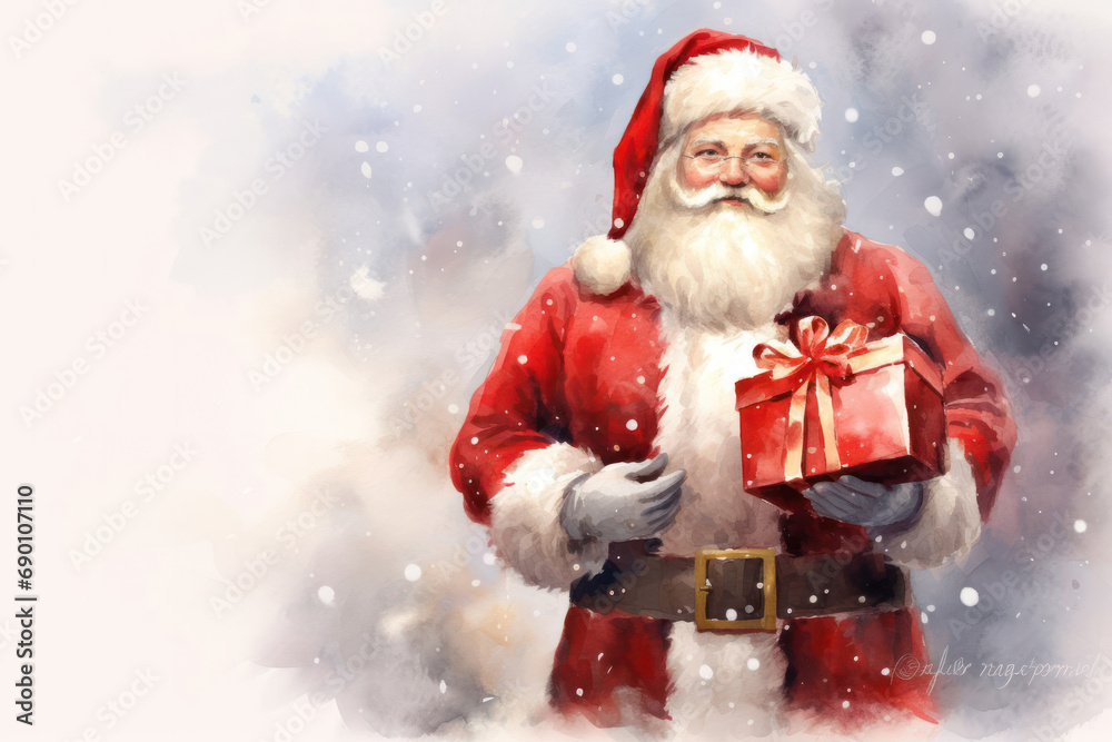 Santa Claus with a gift on a plain white background30 Santa Claus with a gift on a plain white background30