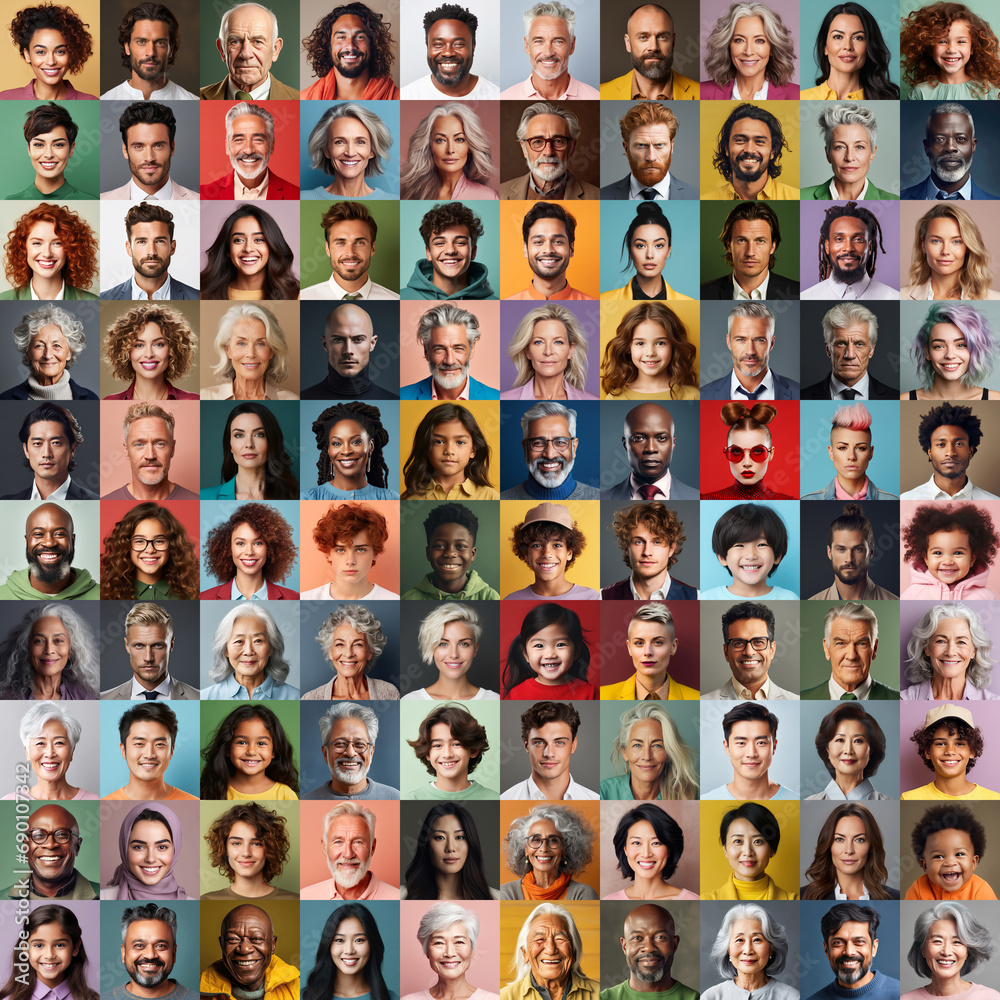 Collage of people from many generations as a society concept Collage of people from many generations as a society concept