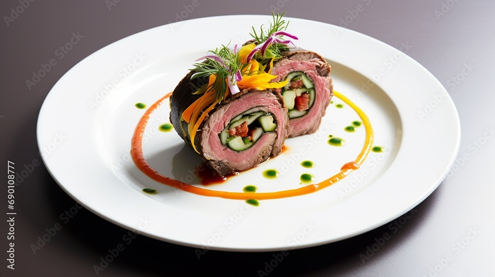 Matambre Arrollado, a classic Argentine dish, featuring rolled beef stuffed with vegetables, eggs, and herbs, traditionally served cold as a unique appetizer.