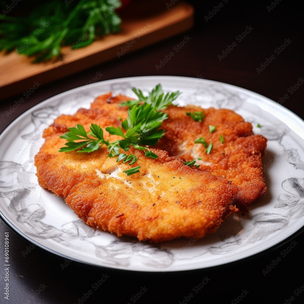 A succulent breaded and fried meat cutlet, the classic Milanesa, served with a choice of creamy mashed potatoes or as a hearty sandwich.