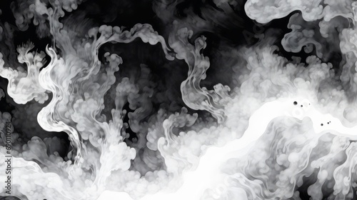 Background. Blank Canvas Dance. Black and White Smoke Art © Glory to Ukraine