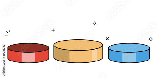 2d color podium with black outline. vector illustration