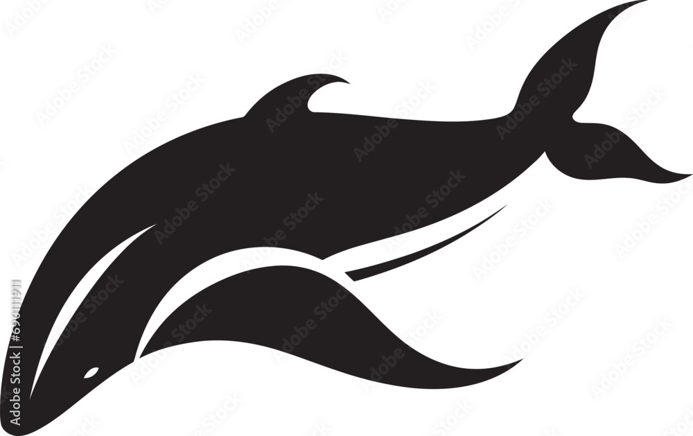Obraz premium Maritime Melody Logo Vector Icon Aquatic Anthem Whale Emblem Design