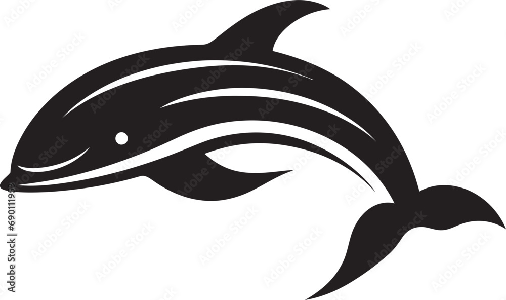 Obraz premium Aquatic Anthem Whale Emblem Design Whale Song Serenade Iconic Whale Vector