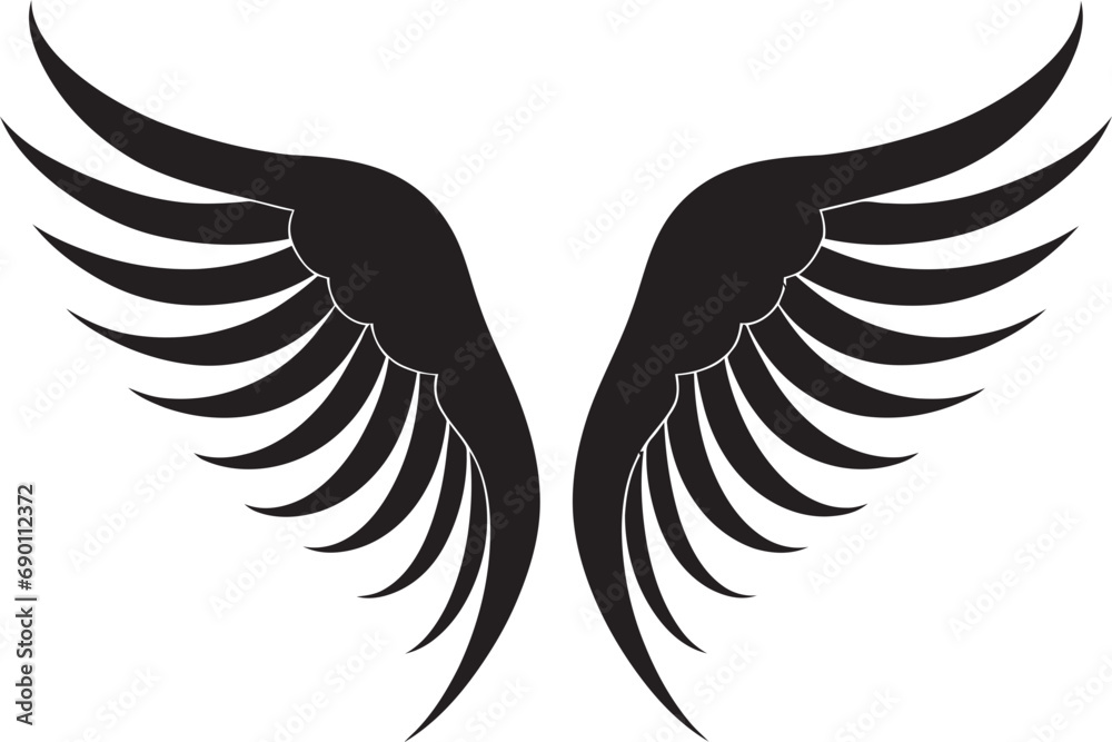 Fototapeta premium Serene Seraph: Iconic Angel Emblem Angelic Aura: Wings Logo Vector