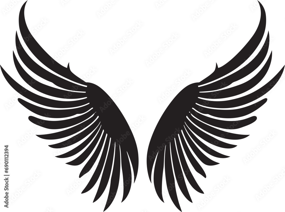 Fototapeta premium Celestial Feathers: Logo of Angel Wings Seraphic Soar: Angel Wings Icon Vector