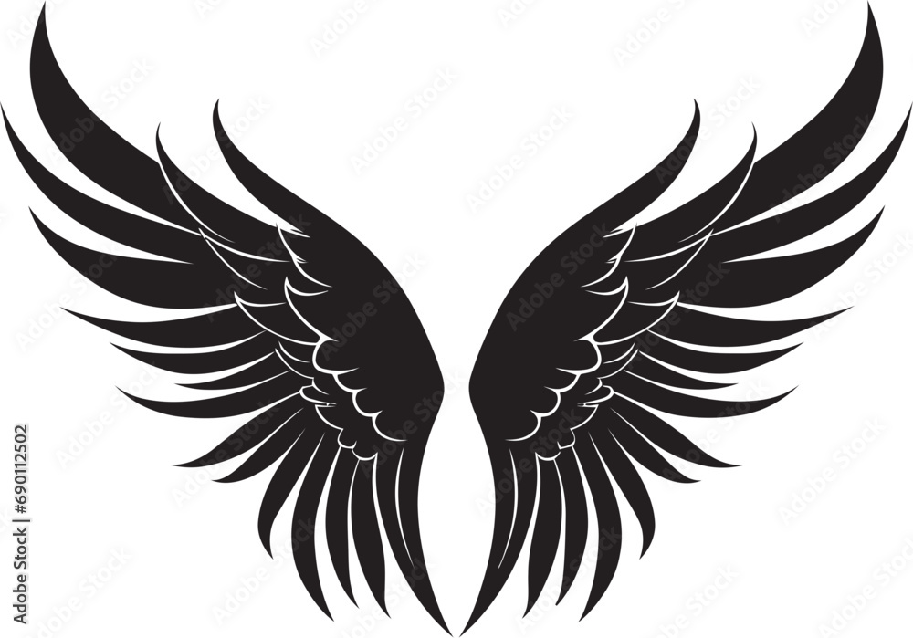 Fototapeta premium Heavenly Halo: Emblem of Wings Serene Seraph: Iconic Angel Design