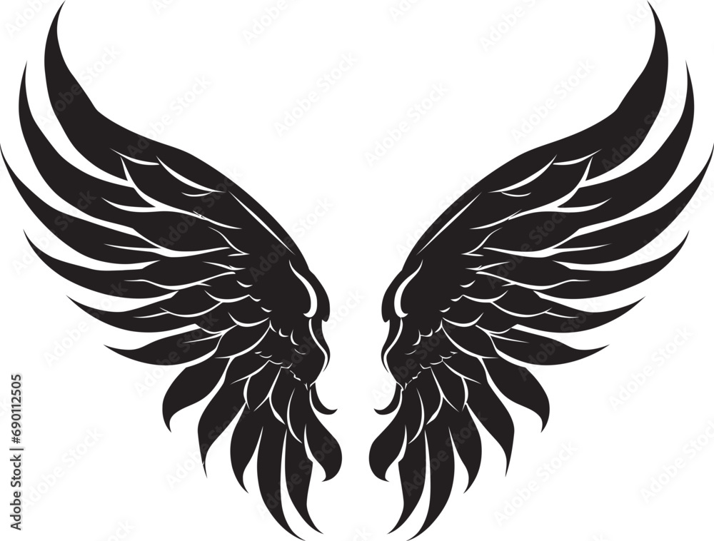 Fototapeta premium Cherubic Charm: Logo Vector Wings Celestial Feathers: Angel Wings Emblem