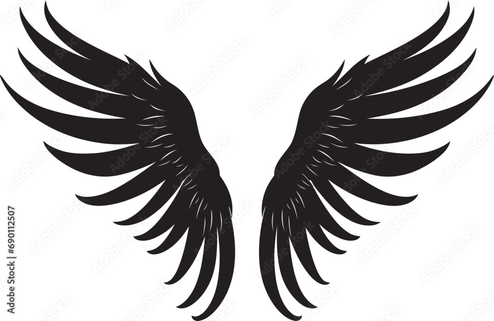 Fototapeta premium Seraphic Soar: Iconic Wings Design Divine Radiance: Emblematic Angel Icon