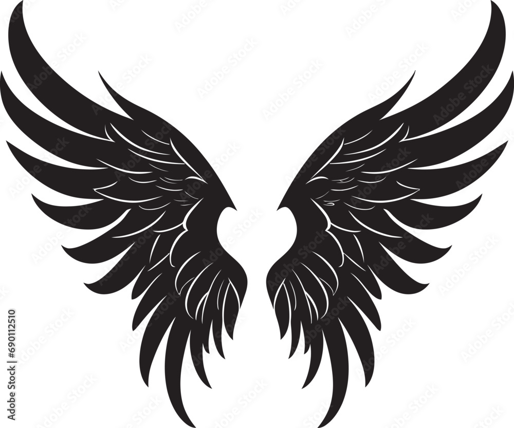 Fototapeta premium Serene Seraph: Iconic Angel Emblem Angelic Aura: Wings Logo Vector