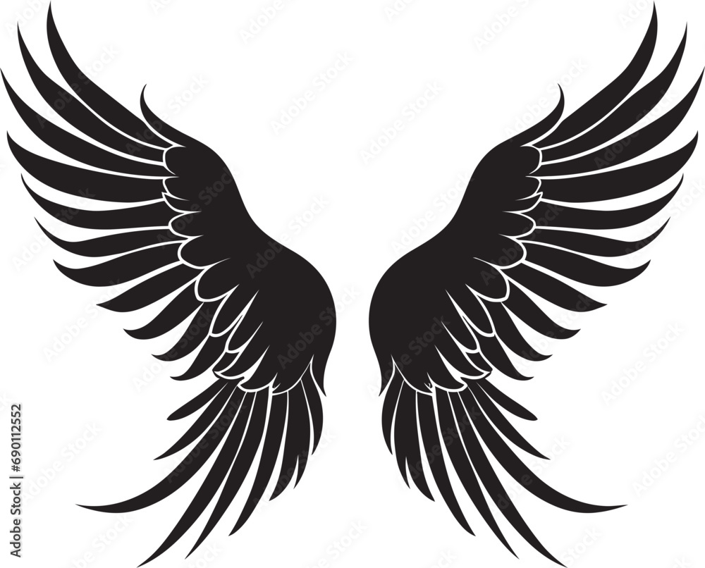 Fototapeta premium Cherubic Charm: Logo Vector Wings Celestial Feathers: Angel Wings Emblem