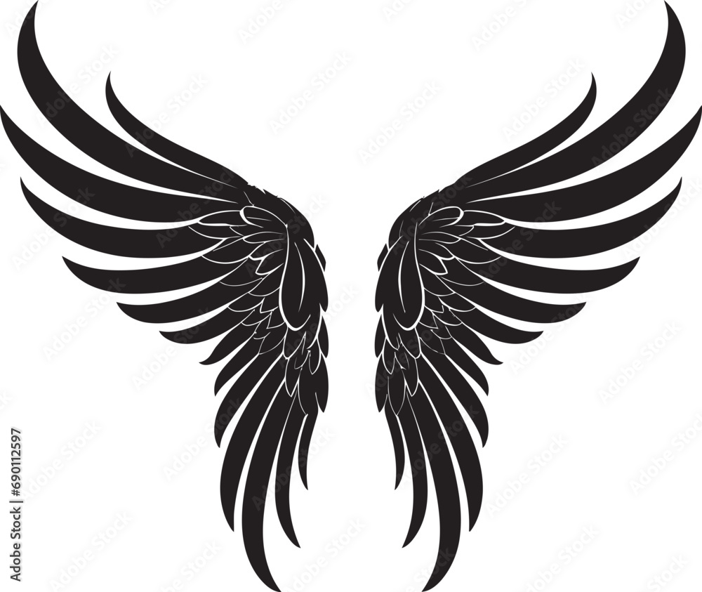 Fototapeta premium Divine Radiance: Iconic Wings Emblem Ethereal Elegance: Angel Icon Design