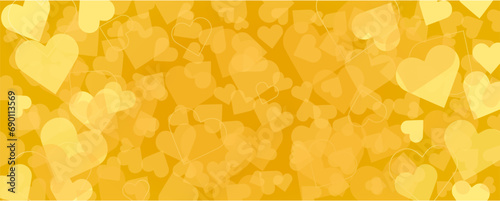 バレンタインに使える金色のハートのベクター背景画像