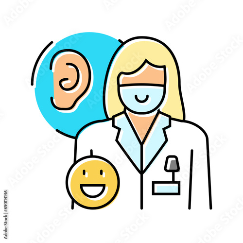 pediatric audiologist doctor color icon vector. pediatric audiologist doctor sign. isolated symbol illustration