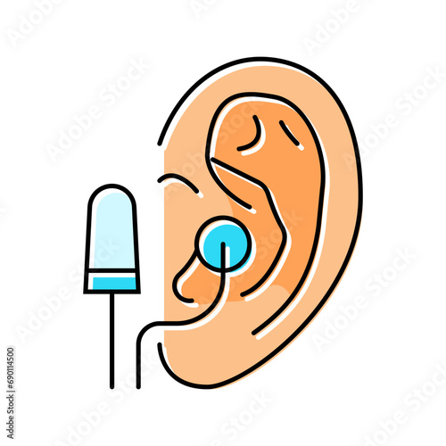 earplug usage audiologist doctor color icon vector. earplug usage audiologist doctor sign. isolated symbol illustration