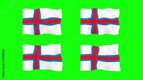 Faroe Islands Waving Flag 2D Animation on Green Screen Background. Looping seamless animation. Motion Graphic