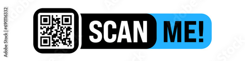 Scan me banner. Qr code sign.
