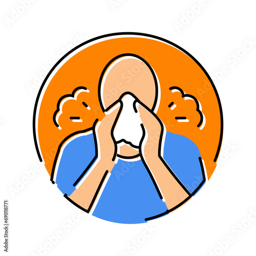 coughing sneezing disease symptom color icon vector. coughing sneezing disease symptom sign. isolated symbol illustration